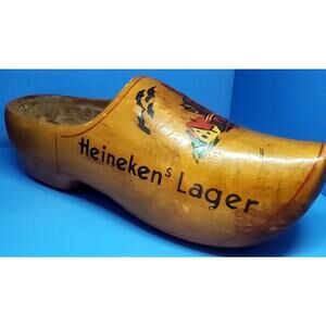 Holland Dutch Heineken Lager Beer Hand Painted & Carved Wooden Clog Advertising